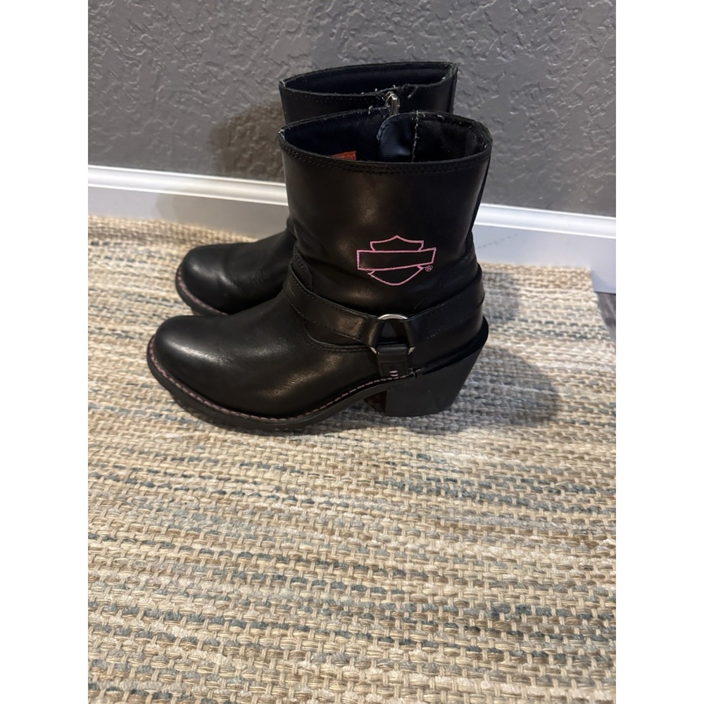 Harley Davidson Bar And Shield Logo Boots Black And Pink Size 8